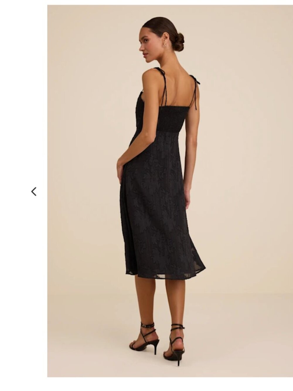 Lulu's Black Floral Jacquard Tie-Strap Midi Dress - Picture 5 of 7